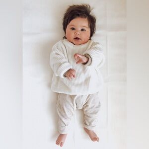 Three Pees Bundle of 2 Oversized Knit Sweaters 0-6 & 6-12 months